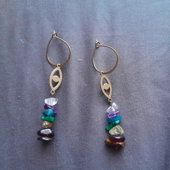 Chakra Rainbow Evil Eye Hoops - Picture 2 of 3